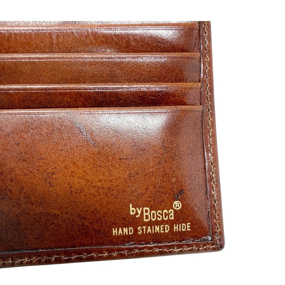Bosca Men's Old Leather 8 Pocket Deluxe Bi-Fold Executive Wallet Amber Brown - Picture 7 of 8